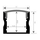 Perfil Negro de Aluminio Rectangular Sobrepuesto para Cinta LED, 3m