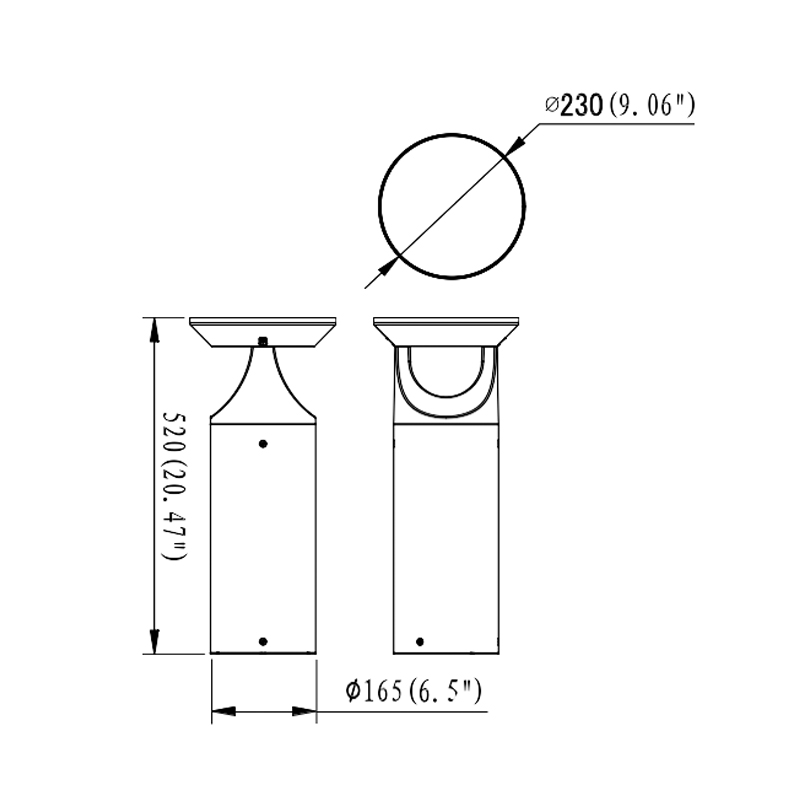 Bill Solar - Bolardo LED Solar H530mm, IP66, IK07, 430lm, 3000K, Ra>80