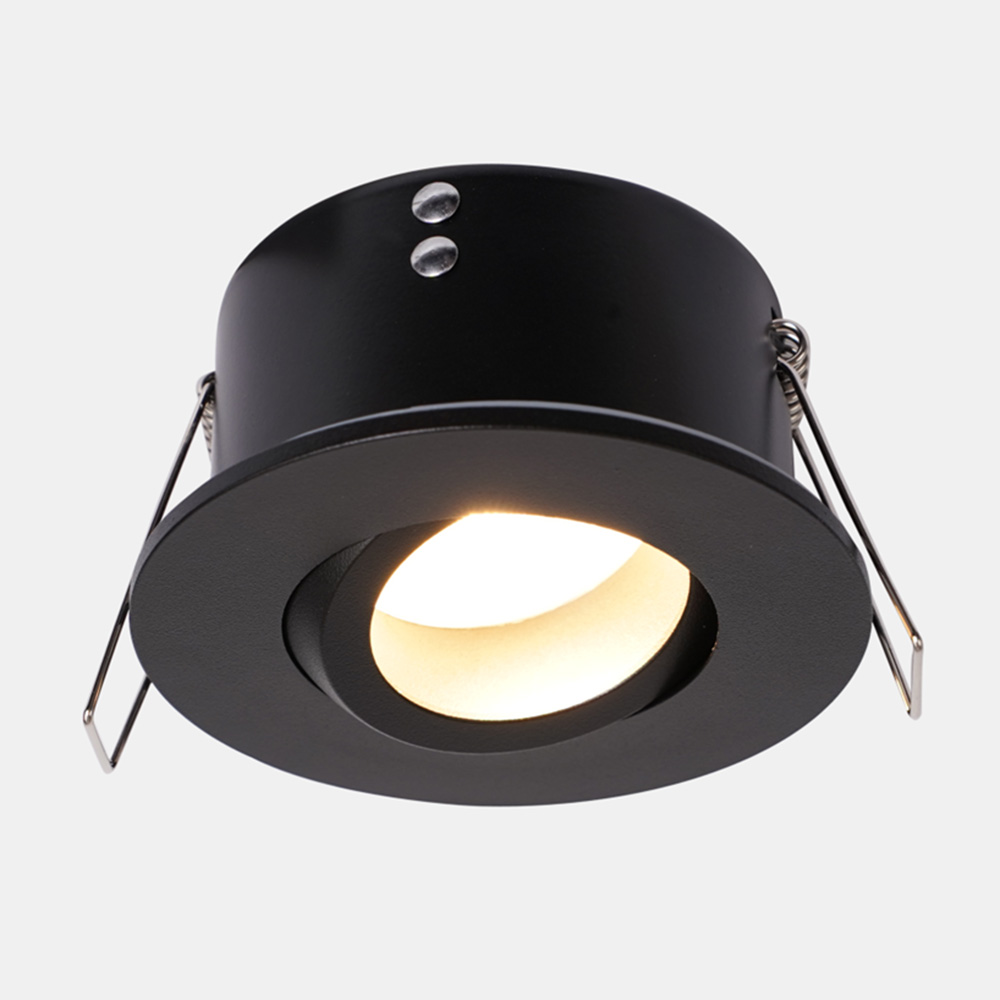 Mateo BK - Soporte GU10 IP65 Direccionable 360°, Embutido Antideslumbrante Negro