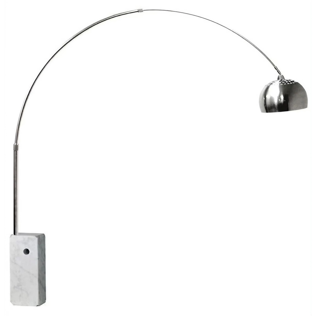 [3012-FN-L] Marbel 35 - Luminaria de Pie E27 con base de Mármol Blanco y Pantalla Cromada.