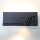 Lena BK Wireless Charge - Luminaria de Lectura Luz Indirecta (7W) + Direccional (3W) + Cargador Inalámbrico + Carga USB 5V. 3000K, 700 lm, IP44