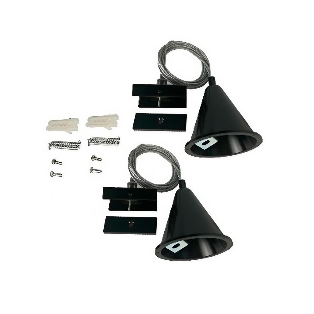 Sistema de Suspensión regulable de 2 piolas de acero para rieles Trifásicos