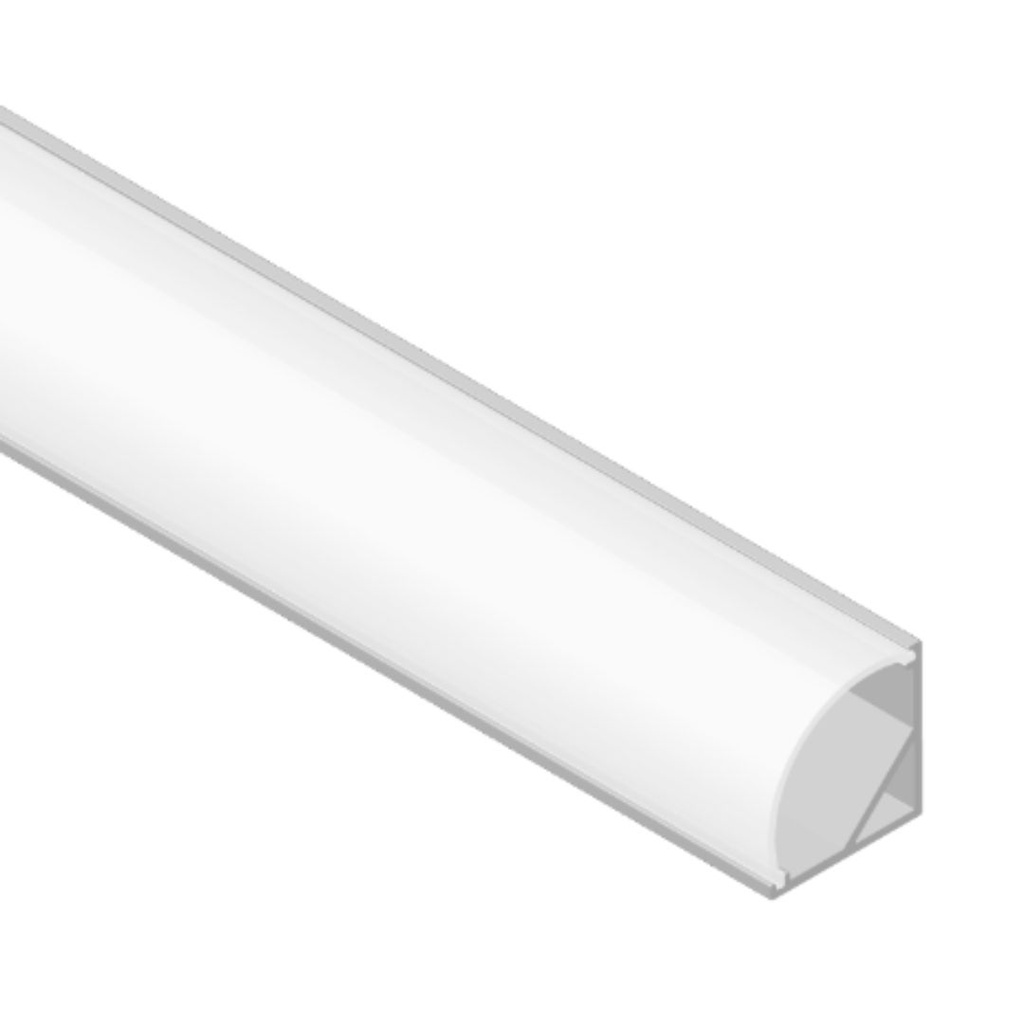 Perfil de Aluminio Esquinero con difusor curvo para Cinta LED, 3m (Sólo Perfil + Difusor)