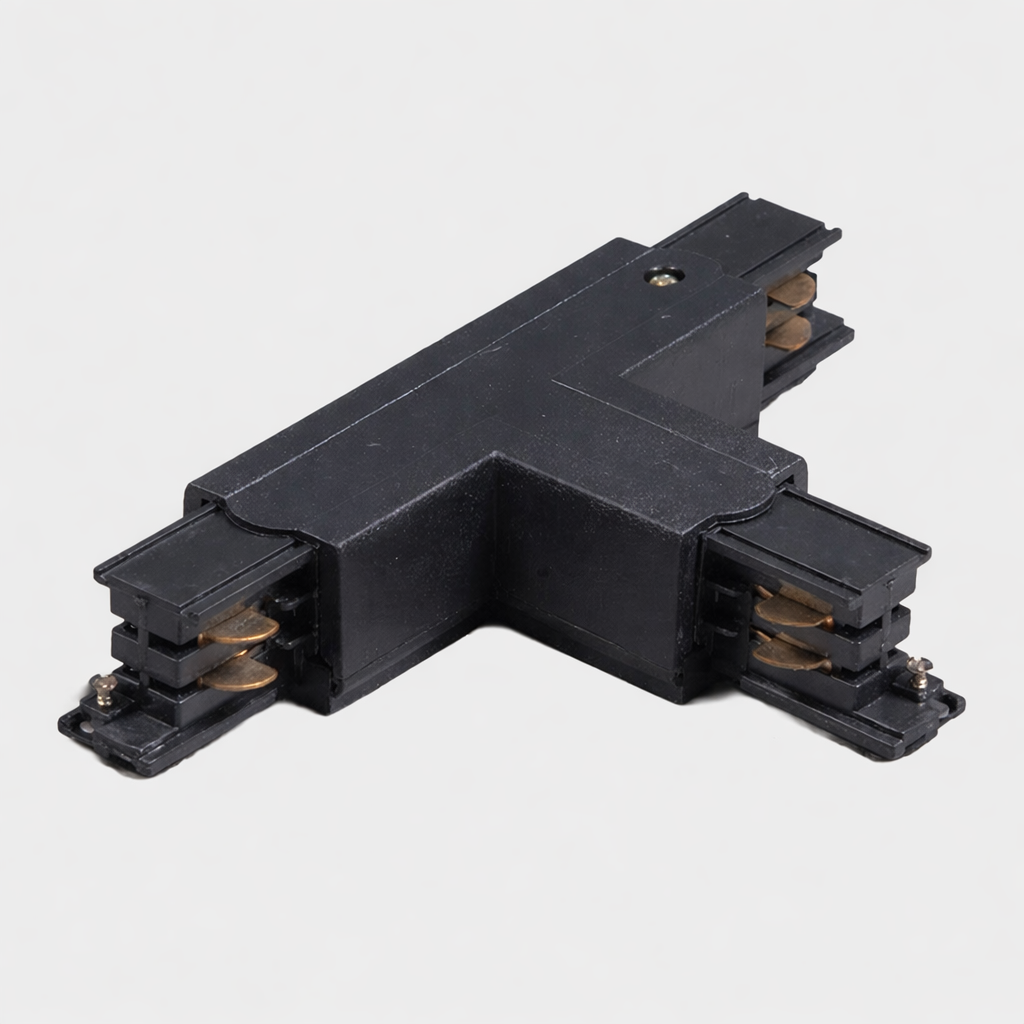 [GF6401-TN] Conector en T Acoplador para Riel Trifásico Negro  (StoreFix)
