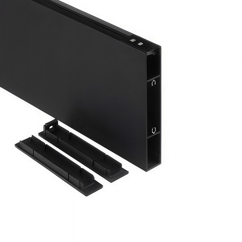 [A1590-2-BK] Perfil de Aluminio para Iluminación Directa + Indirecta, Instlación Suspendida, Pintura Negra, 2m 