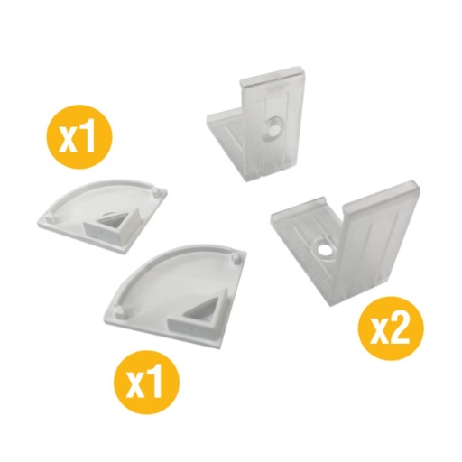 [A1616-A1] Kit 2 tapas y 2 clips para perfil A1616