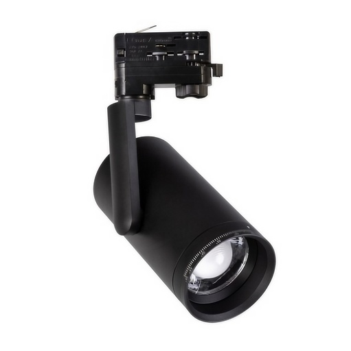 [ZJY02-10] Carla12 BK - Luminaria LED para Riel Monofásico con Haz Ajustable 15 a 55°, 12W, 1200lm, 3000K, Ra>90 